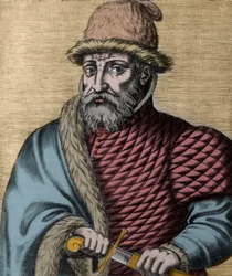 portræt af Timur (Tamerlane) (Taimur, Timur Lenk, Timur i Lneg, Tamburlaine eller Taimur-e-Langfrom) (1336-1405) gravering fra ""Histoire de l