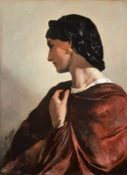 Portræt af Nanna, ca 1861, af Anselm Friedrich Feuerbach (1829-1880), olie på lærred, 73x55 cm
