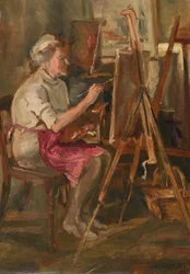 Kunstner på arbejde i Cor Vissers atelier, Ipswich