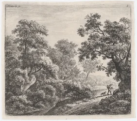 En rejsende og hans hund Le Voyageur et søn Chien, 1600-tallet.