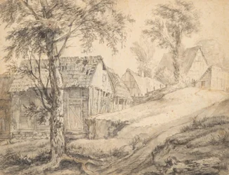 Gård nær Danzig (recto) (?) Træstudie (verso)