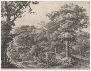 Rejsende hviler i skoven, 1600-tallet.
