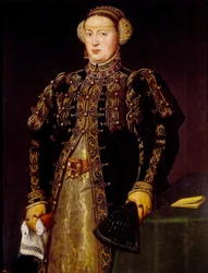 Portræt af Katarina af Castilien (1507-1578), Johannes III af Portugals hustru Maleri af Antonio Moro (1517-1575) (ec.hol.) 1500-tallet Madrid, Pradomuseet