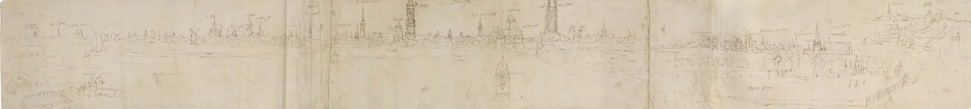Foreløbig skitse til en udsigt over Brugge fra sydvest, 1558.