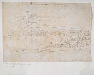 Ark med studier af paladserne i Hampton Court og Richmond og det omkringliggende landskab