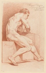 Siddende mand nøgen, set fra siden (1. præmie 1772)