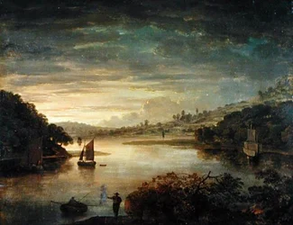 Udsigt over floden Neath i Glamorganshire (olie på tavle)