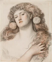 Rød rose og hvid, 1867 (kridt på papir)