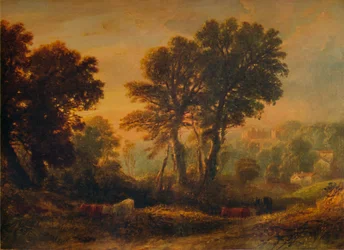 Dunster Castle: Solnedgang, c1850, 1935
