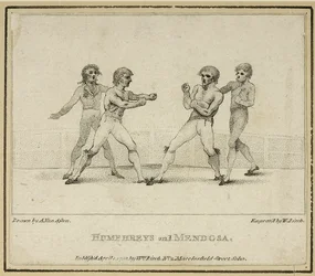 Humphreys og Mendoza, graveret af William Birch, udgivet i 1792 (litho)