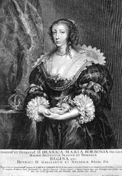 Portræt af Henrietta Maria (1609-69) Dronning af England, indgraveret af Pieter de Jode (1606-c.1674) 1632 (gravering)
