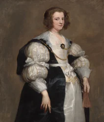Dame med fan, ca. 1628.