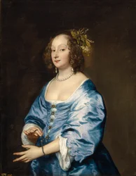 ""Portræt af Mary Ruthvens kone af kunstneren"" (Portræt af Mary (nee Ruthven), Lady van Dyck) Maleri af Anthony (Antoine) van Dyck (1599-1641) ca. 1639 Dim 104x81 cm Museo del Prado, Madrid