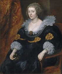 Portræt af Amalia af Solms-Braunfels (1602-1675) (Amelie de Solms Braunfels) - Peinture de Sir Anthonis (Anton ou Antoon) van Dyck (1599-1641) - 1631-1632 - Olie på lærred - 105x91 - Museo Madrid