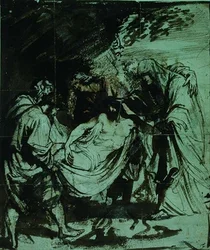 Study for the Entombment (sort kridt/brunt blæk)