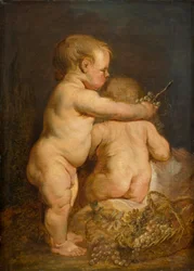 To nøgne børn med druer, ca. 1630-40