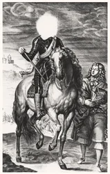 Hovedløst rytterportræt oprindeligt af Ludvig af Frankrig, indgraveret af Pierre Lombard (1612-80) (Se 105377-8)