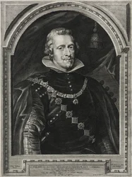 Filip IV, konge af Spanien, graveret af Paulus Pontius (1603-58), 1632 (gravering på lagt papir)