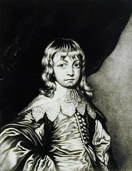 Portræt af George, hertug af Buckingham (1592-1628) indgraveret af Robert Dunkarton (1744-c.1817) fra Illustrious Characters in British History (mezzotint)
