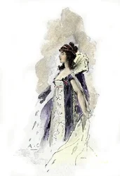 Portræt af Desiree Clary (1777-1860) Dronning af Sverige i 1818 (Portræt af dronningen af Sverige Desiree Clary i 1818) Tegning af Antoine Calbet tegner fra "Napoleon et les femmes" af Masson
