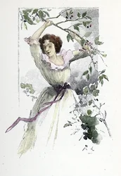Portræt af den unge Caroline de Colombier, ca. 1785 (tryk)