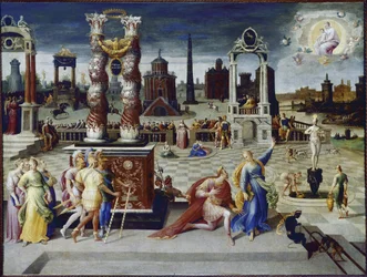 Kejser August og den tiburtinske sibyll (olie på lærred, ca. 1575-1580)
