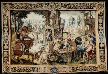 Øvelse i angreb og forsvar af en bastion, designet 1562-1565 (vævet 1611-1627) (uld og silke)