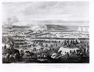 Slaget ved Austerlitz i Moravia, 2. december 1805, indgraveret af Antonio Verico (f. ca. 1775)