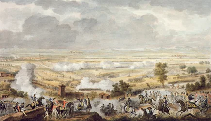 Slaget ved Marengo, 23 Prairial, år 8 (12. juni 1800) indgraveret af Jean Duplessi-Bertaux (1747-1819) (akvatinte)