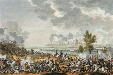 Slaget ved S. Giorgio di Mantova, 29. Fructidor, 4. år (september 1796) indgraveret af Jean Duplessi-Bertaux (1747-1819) (akvatint)