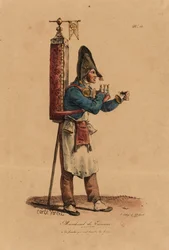 The Tisane Seller, nummer 13 fra The Cries of Paris-serien, graveret af Francois Seraphin Delpech (1778-1825)