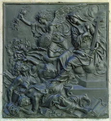 The Angel of France Exelling the Heretics, detalje fra piedestalen af en statue af Louis XIV, ca. 1687 (bronze)