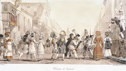 Karnevalskostumer, af Antoine-Jean-Baptiste Thomas (1791-1833), akvarel. Italien