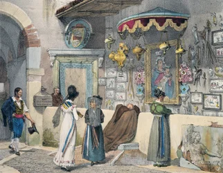 Borgere, der tilbeder i Rom, af Antoine Jean-Baptiste Thomas (1791-1834), gravering fra År i Rom, Frankrig