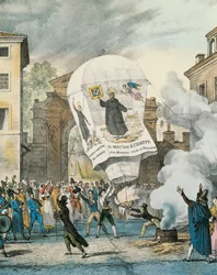 Luftballon til San Giuseppe-dagen i Rom, af Antoine-Jean-Baptiste Thomas (1791-1833), tryk. Detalje. Italien