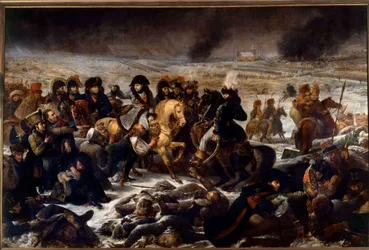 Preussens og Polens felttog (1806-1807): "" Napoleon I (1769-1821) på slagmarken Eylau 9/02/1807"" Maleri af Antoine Jean Gros (1771-1835) 1808 søn. 5,21x7,84 m