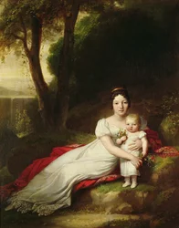 Hortense Eugénie de Beauharnais (1783-1837), dronning af Holland, med sin søn Charles Louis Napoleon Bonaparte (1808-73), den senere Napoleon III