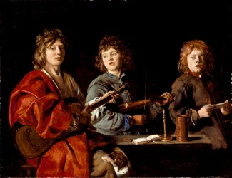 Fransk:  Trois jeunes musiciens Tre unge musikere