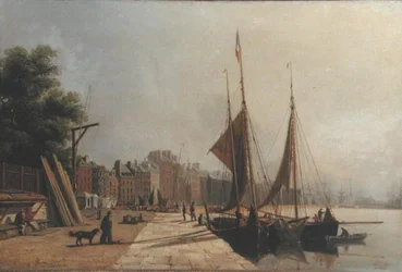Early Morning Quayside, Le Havre, ca. 1853 (olie på lærred)