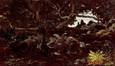 I Fontainebleau-skoven (olie på lærred)