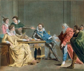 Feltmarskalen af Brissac uddeler sin datters medgift til kvartermestrene i hæren, 1788