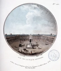 Udsigt over Place Vendôme - i "" Malerisk udsigt over hovedbygningerne i Paris"" af sergent