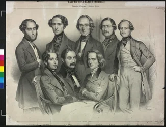 Gruppe af berømte pianister (litografi)