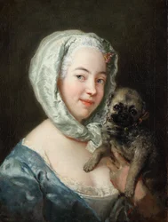 Marie de Rège, født Pesne, med en mopshund