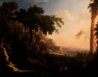 Pan og Syrinx i et arkadisk landskab