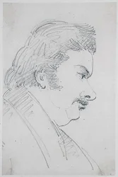 Portræt af Honore de Balzac (1799-1850) (blyant på papir)