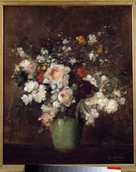 Vase med blomster Maleri af Antoine Vollon (1833-1900) Lille Museum of Fine Arts fra det 19. århundrede