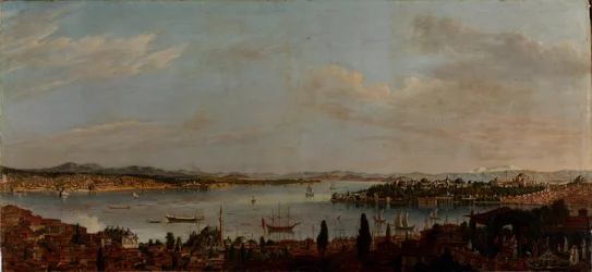 Panoramaudsigt over Istanbul, anden halvdel af det 18. århundrede.