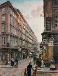 Spiegelgasse i centrum af Wien (watercorlour)