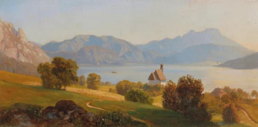 Steinbach ved Attersee med Schafberg
